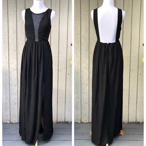 Moonlight Backless Illusion Mesh Sleeveless Black Cocktail Maxi Dress size S